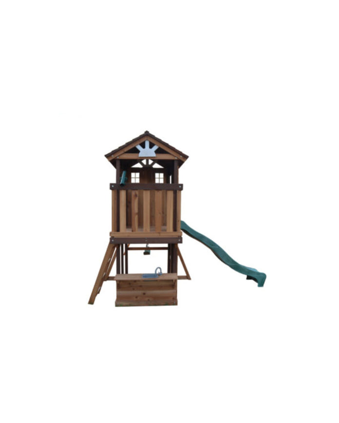 Mount Peak - Elbrus Swing Set & Playhouse with wooden roof