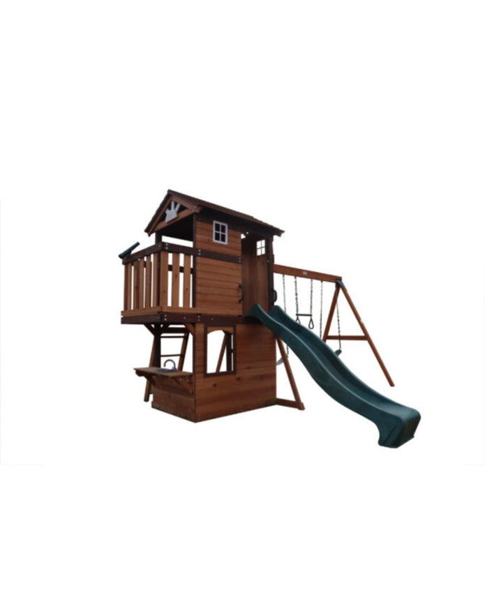 Mount Peak - Elbrus Swing Set & Playhouse with wooden roof