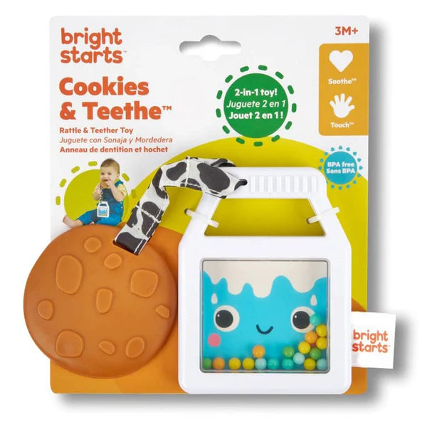 Bright Starts Cookies & Teethe 2-in-1 Rattle and Teether Toy