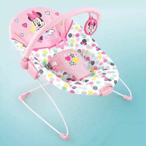 Bright Starts Minnie Mouse Spotty Dotty Vibrating Bouncer ahlanfun.com