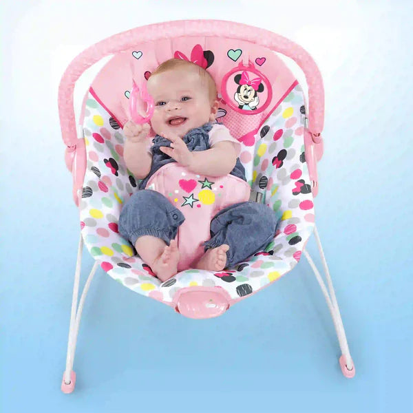 Bright Starts Minnie Mouse Spotty Dotty Vibrating Bouncer ahlanfun.com