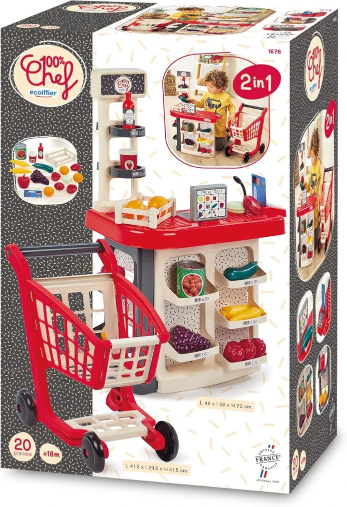 Ecoiffier EC Grocery counter + trolley