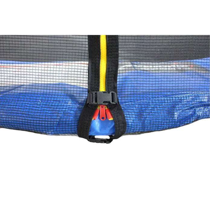 Funjump 12 ft blue trampoline with outside short pole safety net and ladder-ahlanfun.com