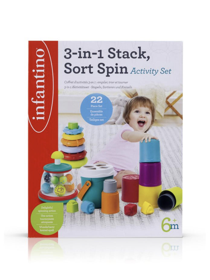 Infantino-3-In-1 Stack, Sort Spin Activity Set