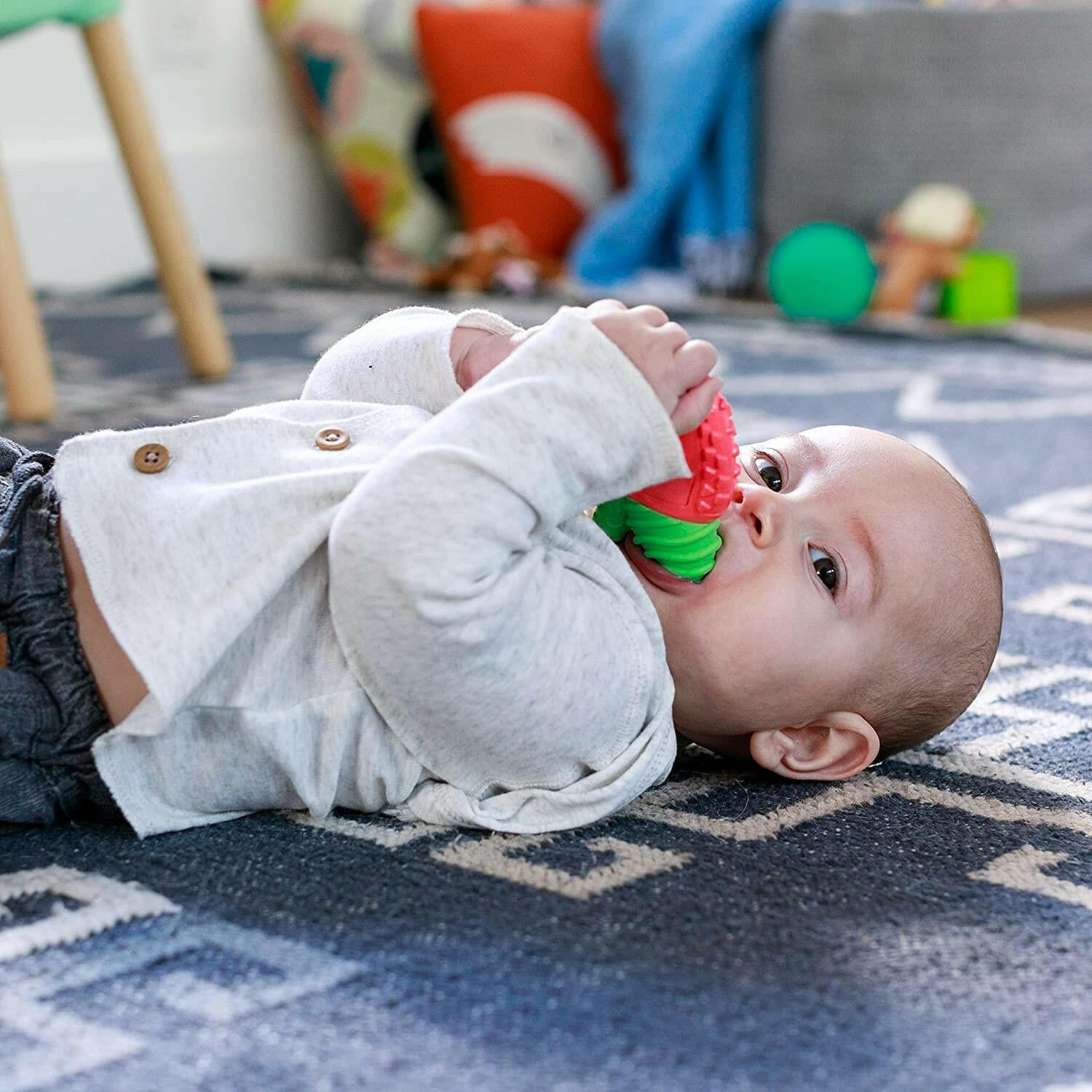 Infantino-Lil' Nibbles Vibrating Teether- Apple ahlanfun.com