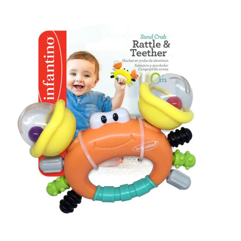 Infantino-Sand Crab Rattle & Teether ahlanfun.com