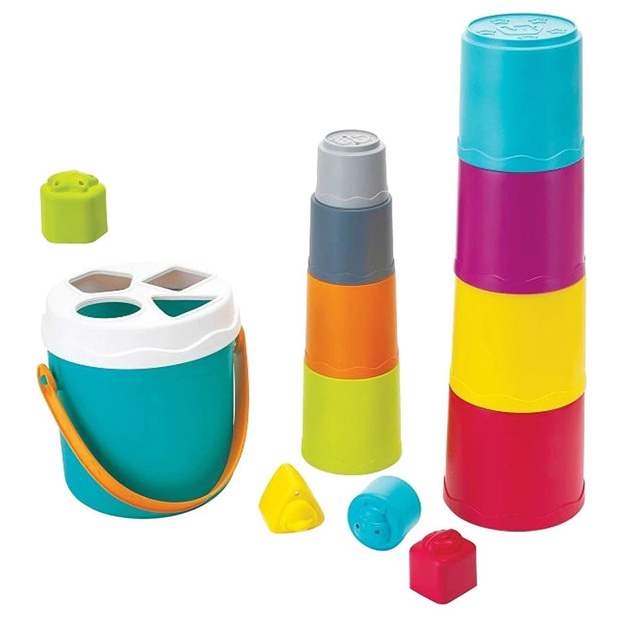 Infantino-Shape Sorting Stack N' Nest Buckets (10 Pcs)