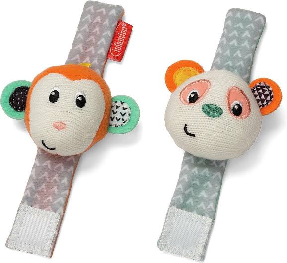 Infantino -Wrist Rattles - Monkey/Panda