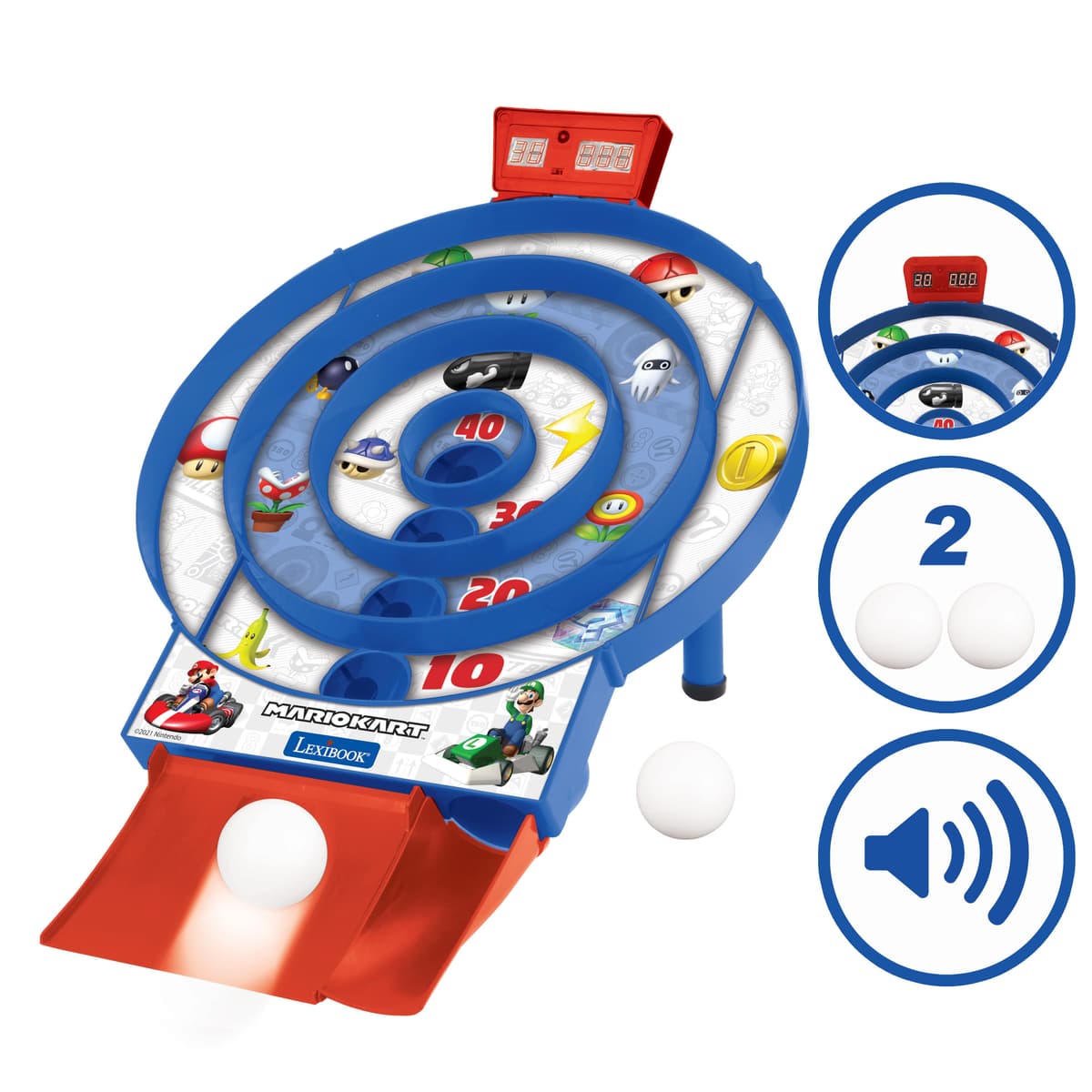 Lexibook-Mario Kart Target Shoot Electronic Game With Lcd Screen N 2 Balls