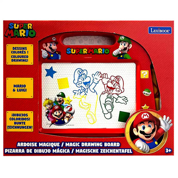 Lexibook-Mario Magnetic Multicolor Drawing Board A5 W/Accessories