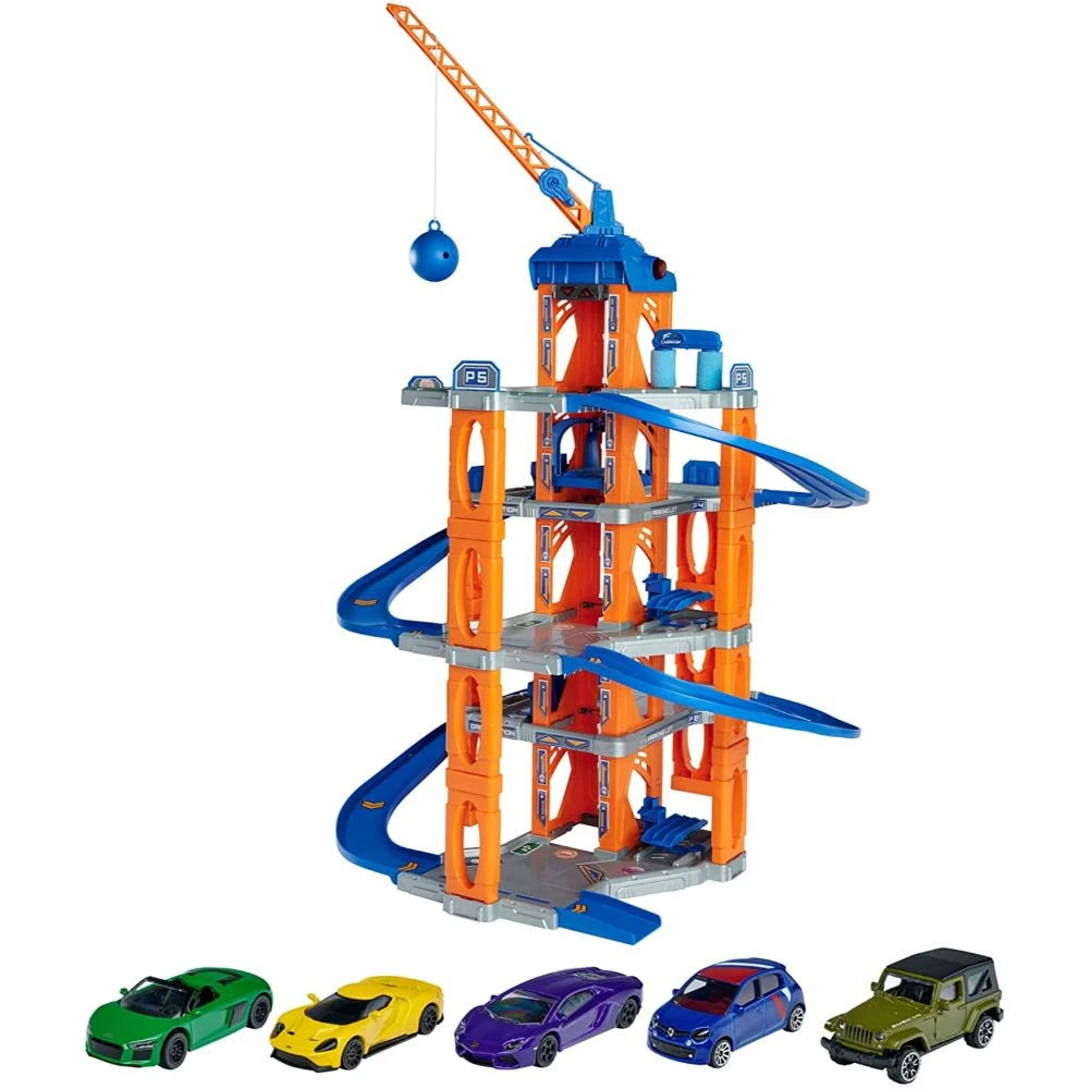 Majorette  Motor Lift Center + 5 Cars