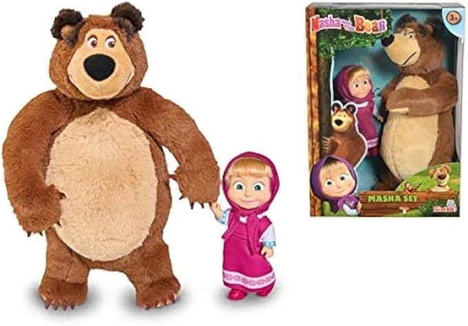 Masha & the bear-Masha 12 Cm Doll+ Bear 20 Cm Plush
