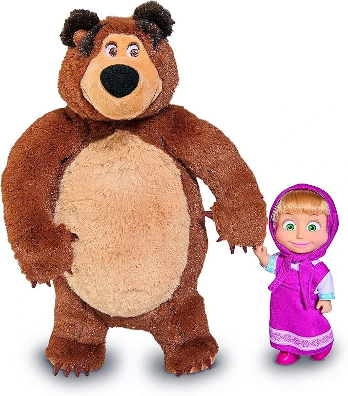 Masha & the bear-Masha 12 Cm Doll+ Bear 20 Cm Plush
