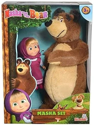 Masha & the bear-Masha 12 Cm Doll+ Bear 20 Cm Plush