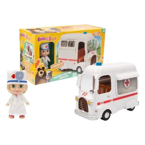 Masha & the  Bear Ambulance W/Doll 12 Cm & Acc