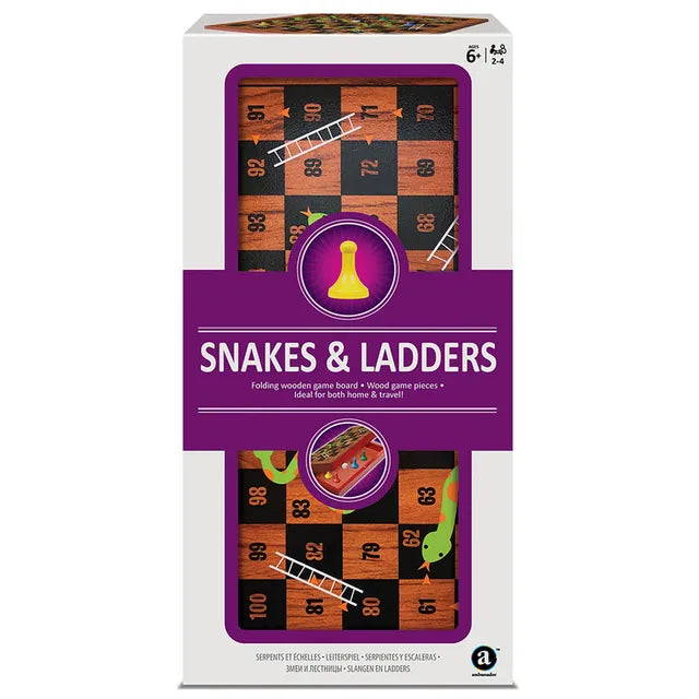 Merchant Ambassador Folding Wood Snakes & Ladders Set