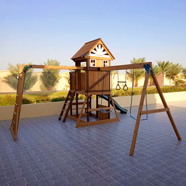 Mountpeak Vinson Massif Swing Set & Playhouse With Wooden Roof