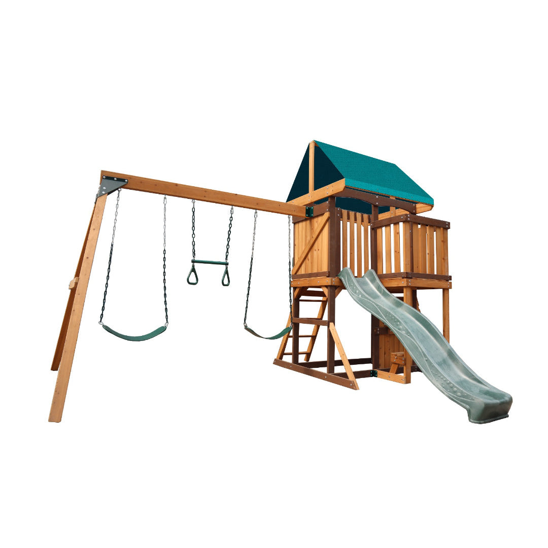 Mount peak - logan swing set - playhouse with balcony-ahlanfun.com