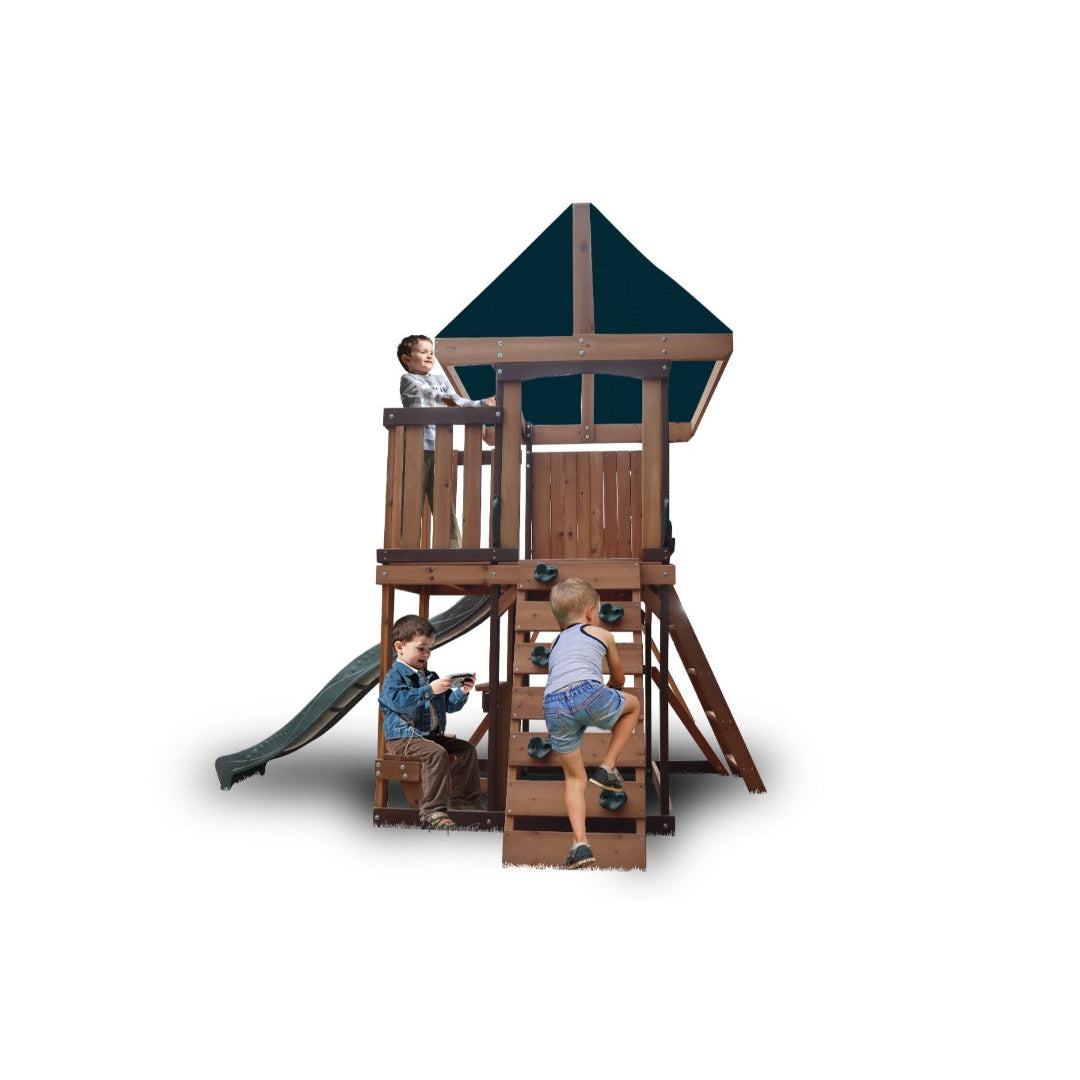 Mount peak - logan swing set - playhouse with balcony-ahlanfun.com