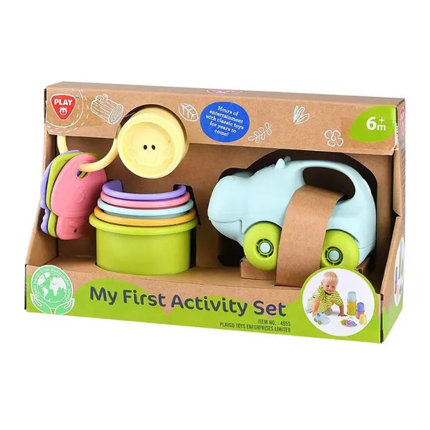 Playgo-MY FIRST ACTIVITY SET (STACK CUP + KEYCHAIN + HIPPO CAR)