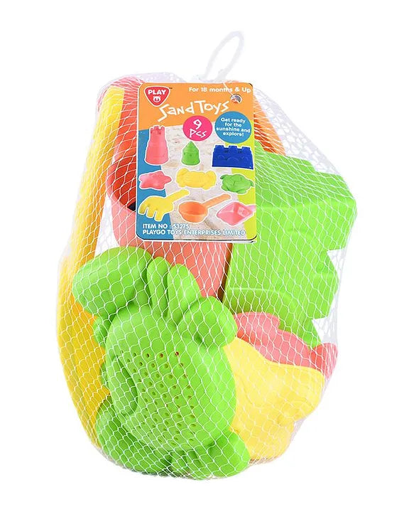 Playgo SANDPLAY & MOULD SET-9 PCS- 3 SETS IN A DISPLAY