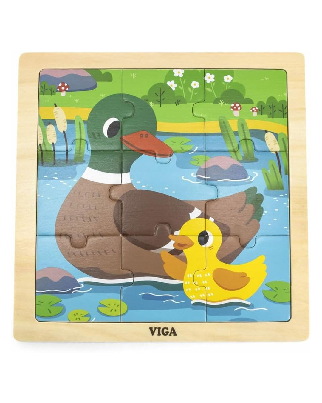 Viga Wooden 9-Piece-Puzzle - Duck