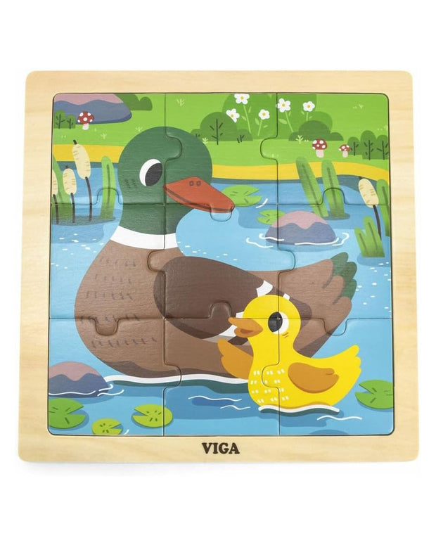 Viga Wooden 9-Piece-Puzzle - Duck