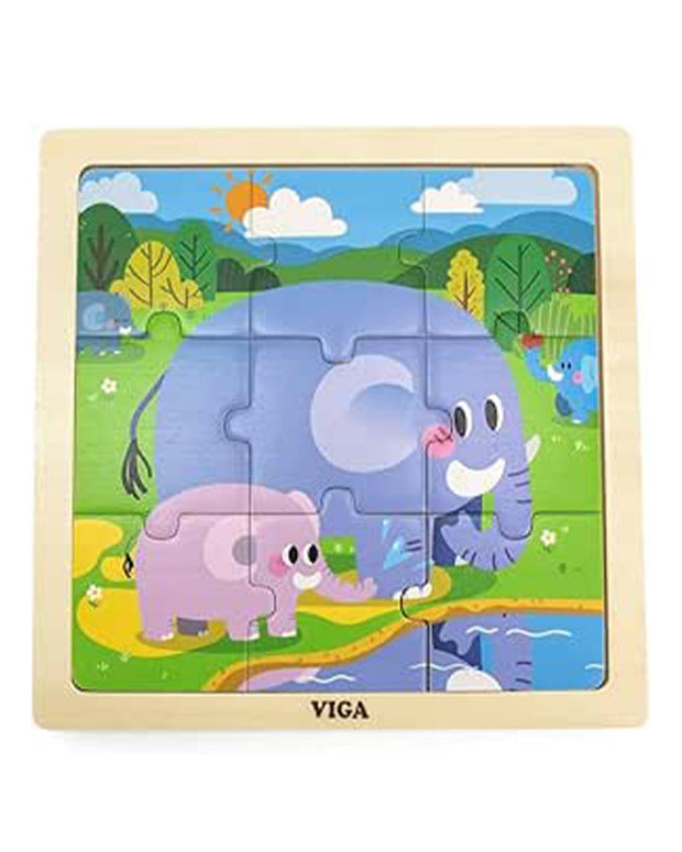 Viga Elephant Wooden Puzzle 9-Piece