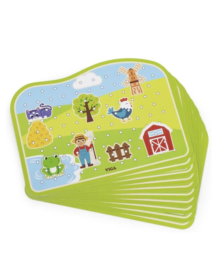 Viga Wooden Farm Lacing Game Set, Multicolor