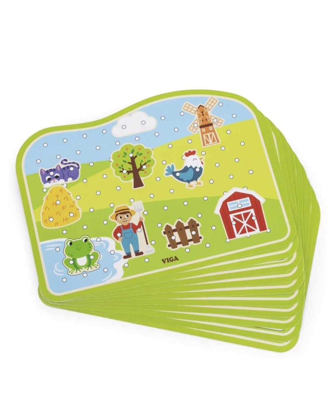 Viga Wooden Farm Lacing Game Set, Multicolor