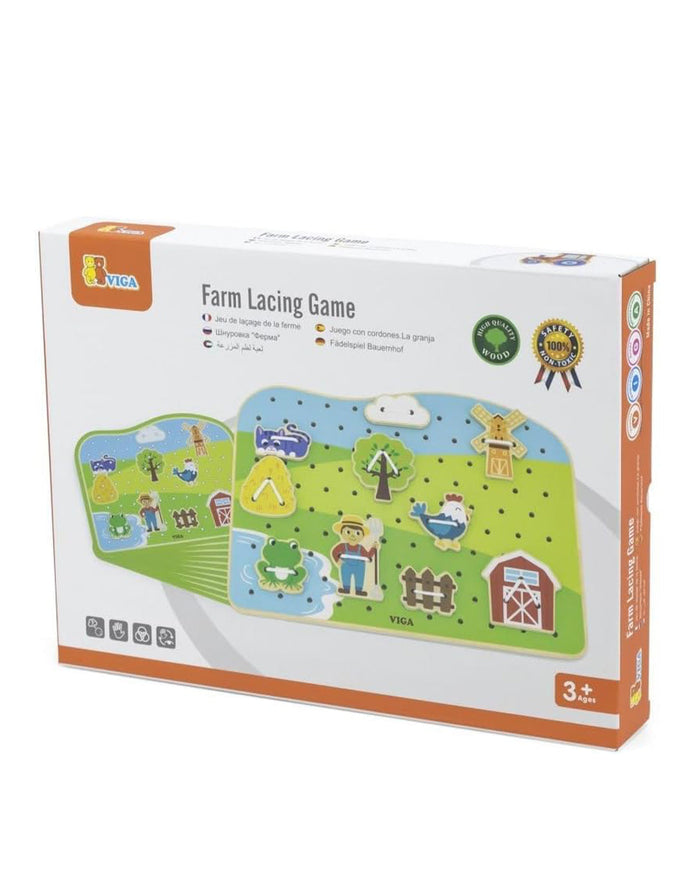 Viga Wooden Farm Lacing Game Set, Multicolor
