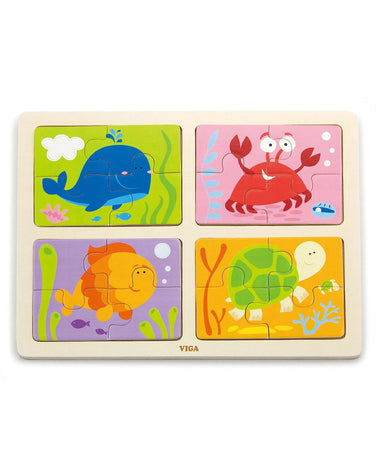 Viga 4-in-1 Mini Wooden Puzzles Set