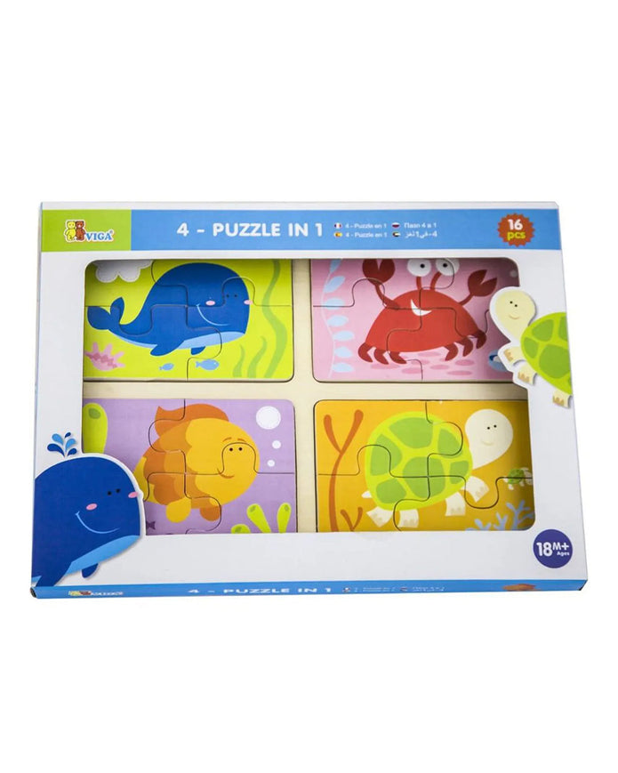 Viga 4-in-1 Mini Wooden Puzzles Set