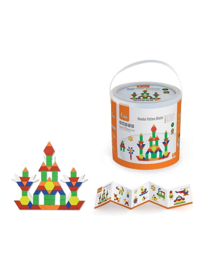 Viga Geometric Wood Pattern Blocks 250-Piece Playset