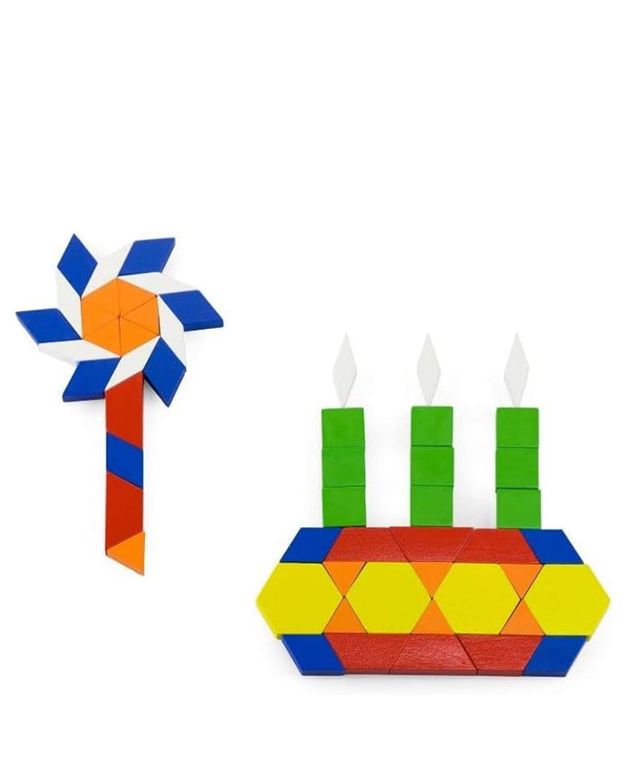 Viga Geometric Wood Pattern Blocks 250-Piece Playset