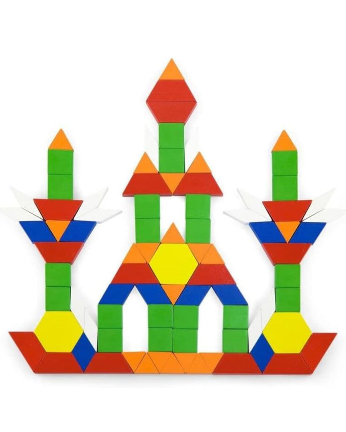 Viga Geometric Wood Pattern Blocks 250-Piece Playset