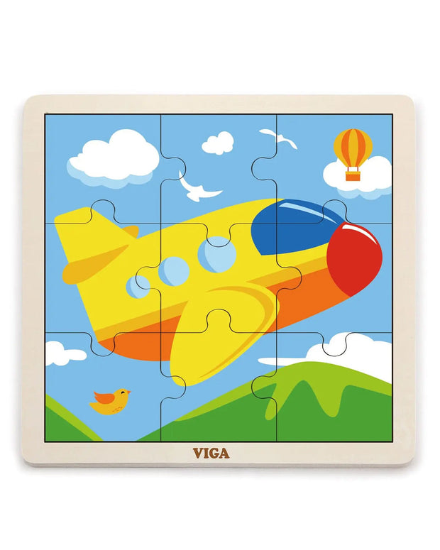 VIGA Plane Wooden Puzzle - 9 Pcs