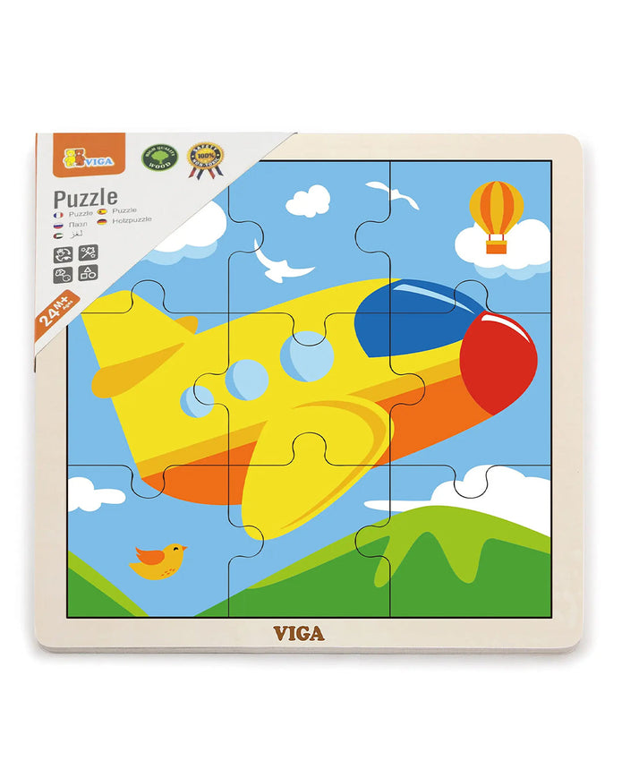 VIGA Plane Wooden Puzzle - 9 Pcs
