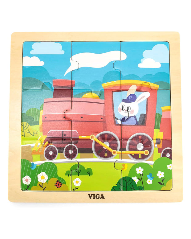 Viga Wooden 9-Piece-Puzzle - Train