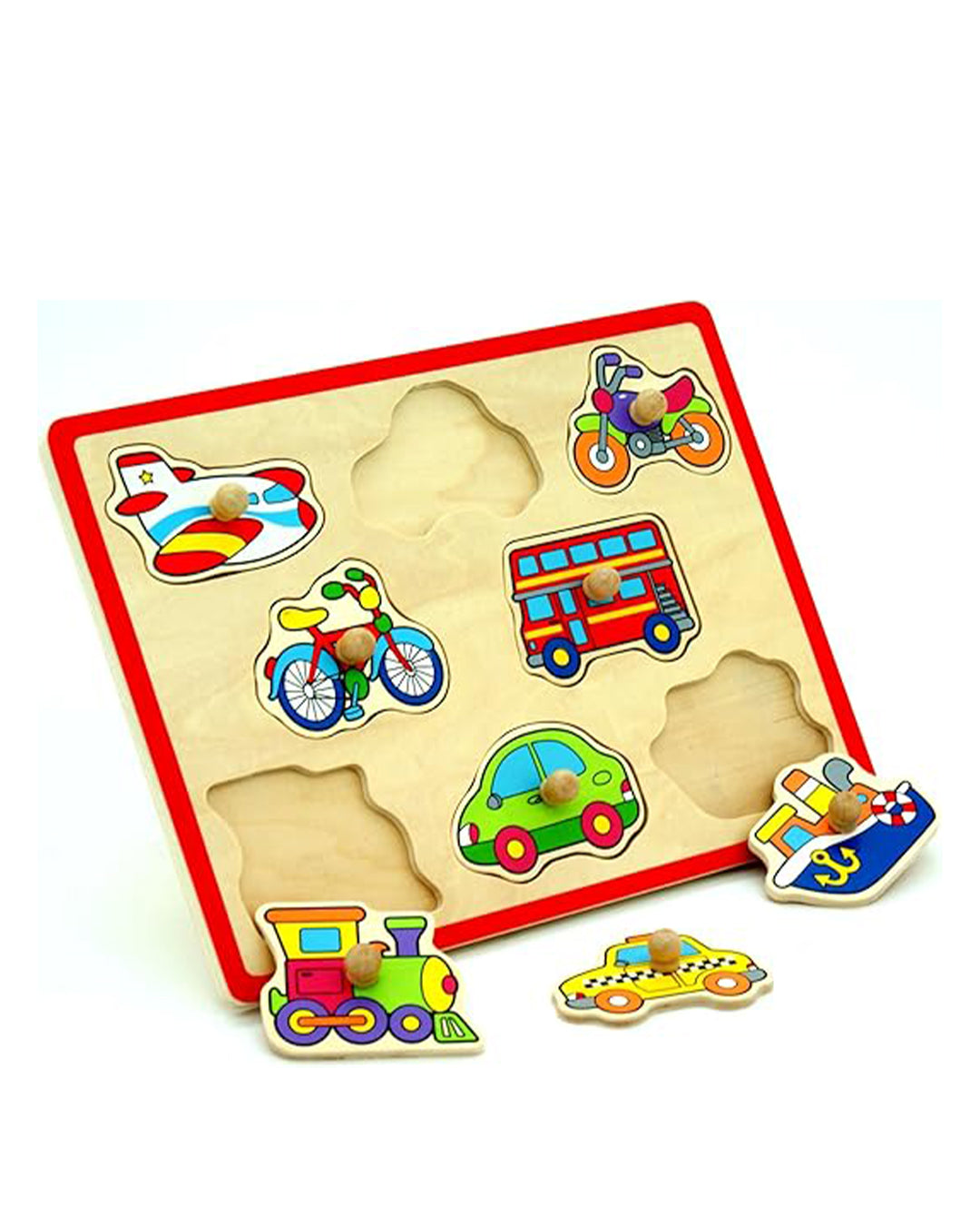 Viga Transports Wooden Flat Puzzle 8-Piece Set